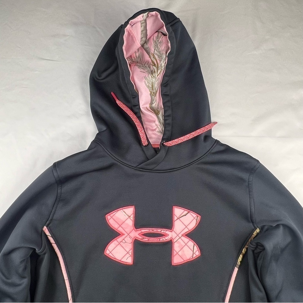 Under Armour Realtree- Black With Pink Camo Women's Hoodie Large - Main Image